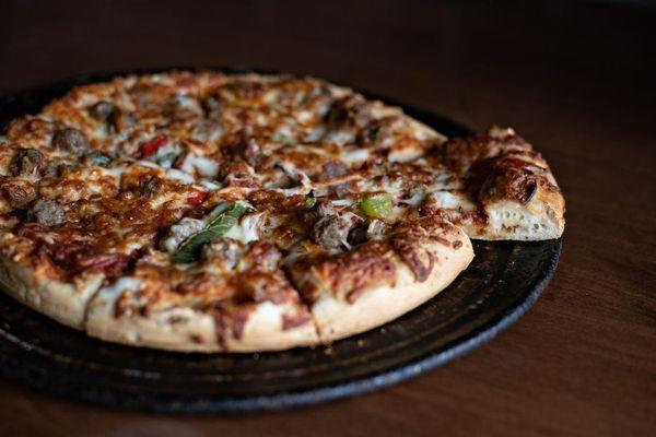 Freshly baked pizza from Wicked Pizza Company in Saint Paul, Minnesota.