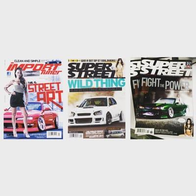 Magazine cover cars we painted, not shown: 2 additional magazine features, 4 online publication features, multiple JCCS awards