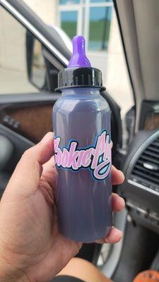 Purple Lemonade in a "baby bottle"