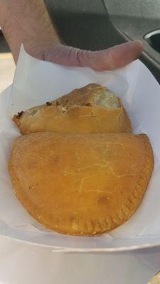 One meat pie & one crawfish, love me some meat pies!