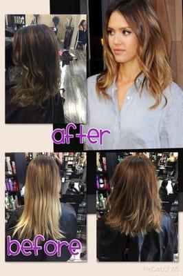 Before and after for a new client with Jessica as an inspiration  lob and little baby Lites