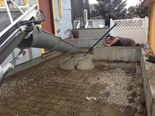 Patio floor to set stone veneer in Groton Long Point, Ct.