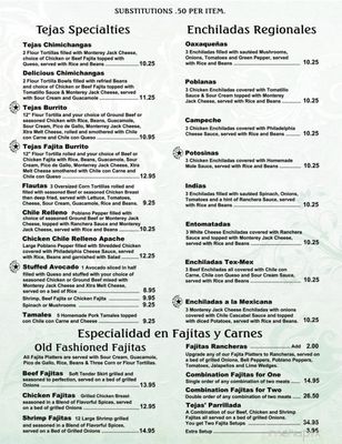 Menu- Specialties