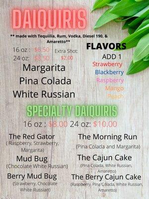 Daiquiri menu!!!