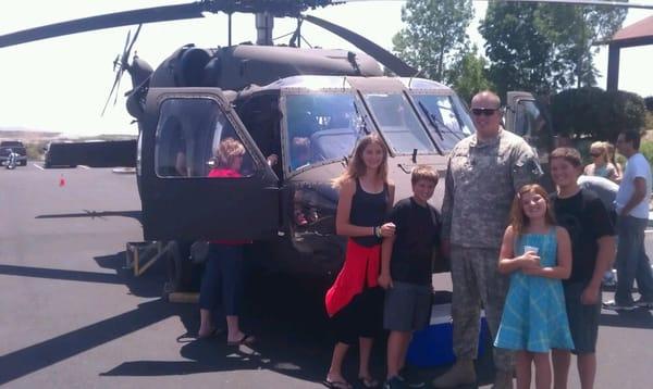 Blackhawk and pilot Eric on the 4th of July Sunday service