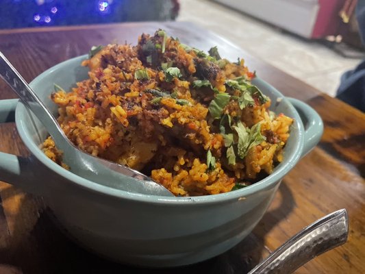 Shrimp biryani