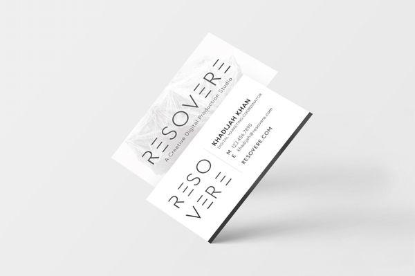 Business Card for Khadijah Khan, Resovere's Digital Marketing Coordinator.