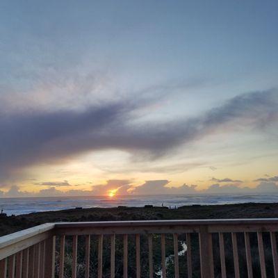 view from our private deck at sunset