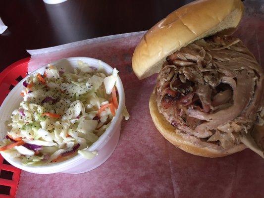 $7.99 pork sandwich with coleslaw. Yum.