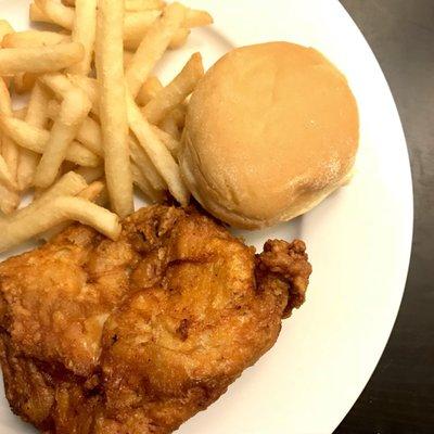 04/07/18: 2 Piece Chicken with Fries & Roll $4.50