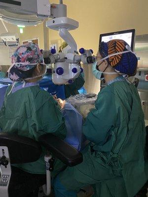 Combined cataract and glaucoma surgery in the Hillsborough OR.