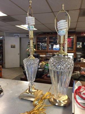 My beautiful Waterford Crystal Brass Lamps