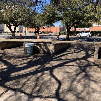 Walkways and dirty walls in the Bud Daniel Park in Wichita Falls, Texas.