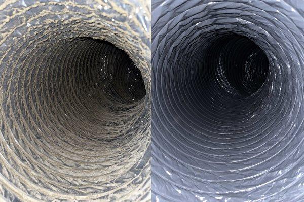 Before and after duct cleaning.