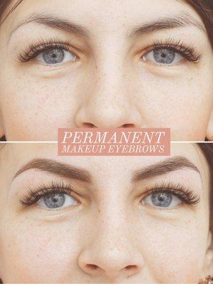 Natural looking eyebrows permanent makeup before and after