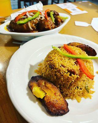 Oxtail Stew, Rice and peas with sweet plantains