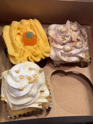 Clockwise: vanilla bean, chai spice, and hello pumpkin