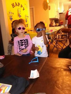 My niece and her Bestie!  Party Over!!!  My niece has broken her glasses.  Oh well.  Thanks for planning everything, Gwendolyn!