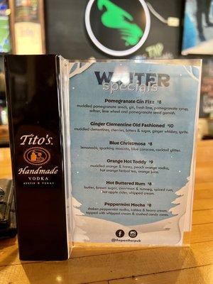 Winter Cocktails Specials