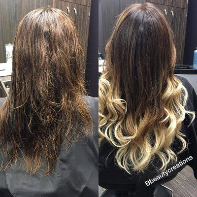 Hair extensions. ombré color with hair extensions