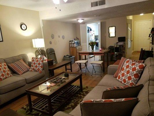 This is what the living room can look like in the town home style.  There is a lot of space and good lighting.