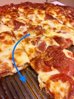 EXTRA Pepperoni, EXTRA Cheese is my fault for the greasy bottom.  #UpCloseSavor XP