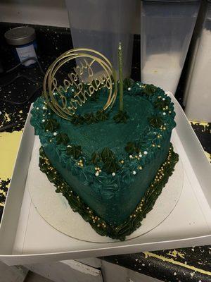 Custom Emerald Green Heart Cake