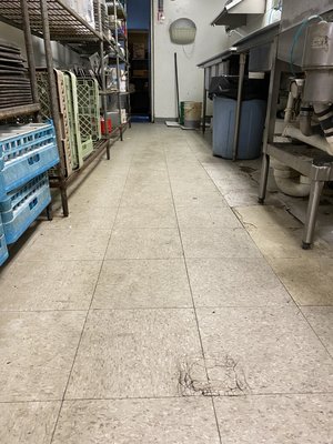 This is a before picture of a gas station kitchen we stripped and waxed the after picture is posted here as well!