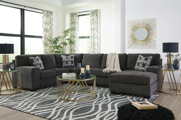 CONTEMPORARY SECTIONAL DARK GRAY FABRIC