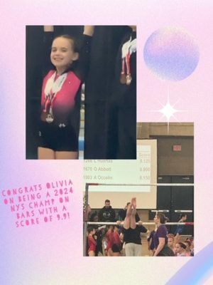 9.9 on Bars 2024 NYS Xcel Silver Bar Champ!