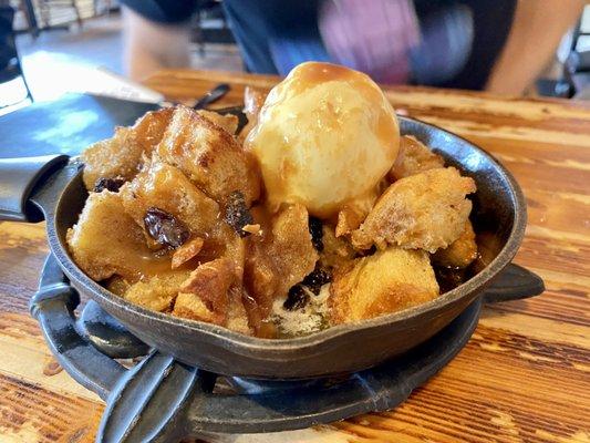 Bread pudding with caramel whiskey sauce