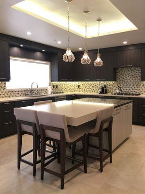 Custom Kitchen / Glendale, CA
 Services Provided: Interior Design, Cabinetry and Island Design, Material, Lighting and Fixture Selection.