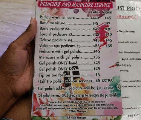 Pedicure and manicure services