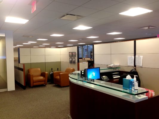 Reception area in the Princeton Information Jersey City office.