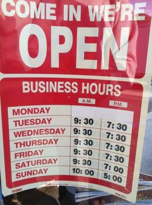 Store Hours