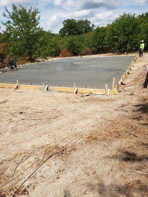 Concrete slab for barn.