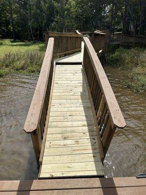 Replaced old dock board and installed new deck boards.