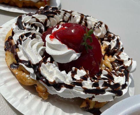 Strawberry marmalade funnel cake