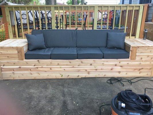 Custom cedar seating area