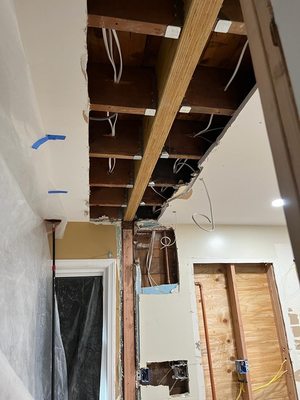 KITCHEN RENO. REPLACED A LOW BEARING WALL WITH AN LVL BEAM, PATCHED CEILING, FLOOR, PLUMBING, AND CUSTOM BASE/CEILING CABINETS