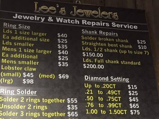 Your full service jeweler . All work is done in house