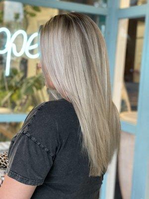 "Full Blonding/Dimensional Refresh" with color touchup/root touch up for  Gray Coverage.