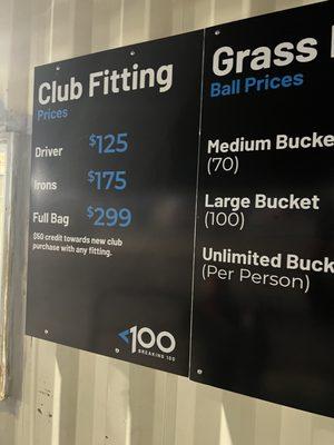 Club Fitting Prices