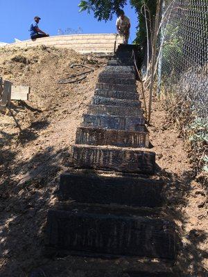 Rail road tie stairs