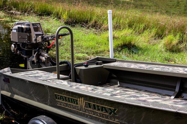 Gator Trax 1654 with a hunt deck, Pro-Drive 40EFI, Duck Grass HydroTurf, and Quick Slick