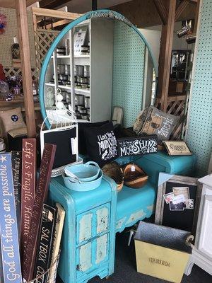 Beautiful waterfall vanity! Featuring Blackberry House Paint!