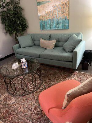 Therapy room with great big comfy sofa