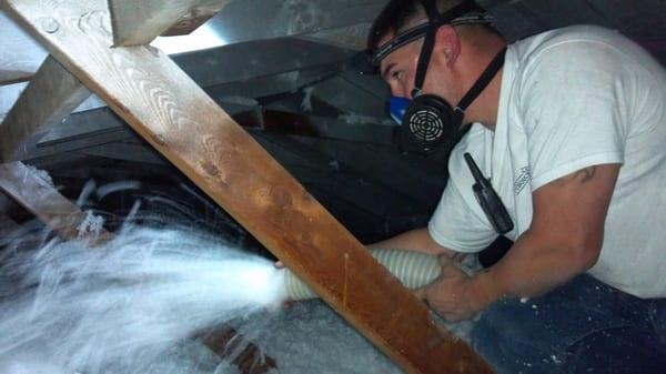 We blow attic insulation in single family and multi family.  Our trained techs carefully and evenly blow insulation.