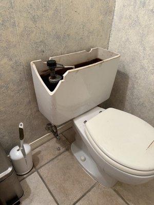 Broken porcelain toilet.