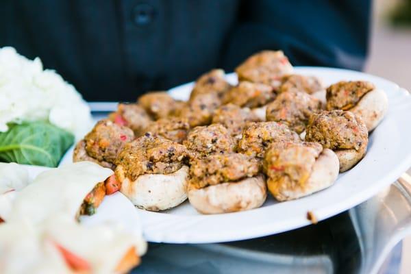 Hors d'oeuvres for cocktail hour Sausage stuffed Mushrooms